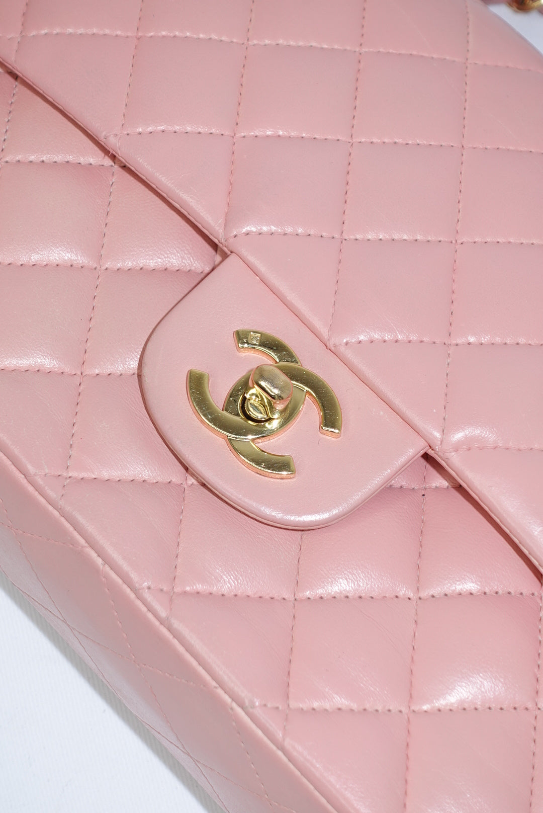 Chanel Vintage Timeless Classic 23 Double Flap Bubblegum Pink