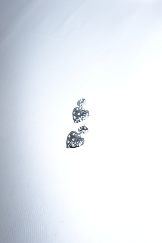Stainless Steel Heart Earrings With Crystals