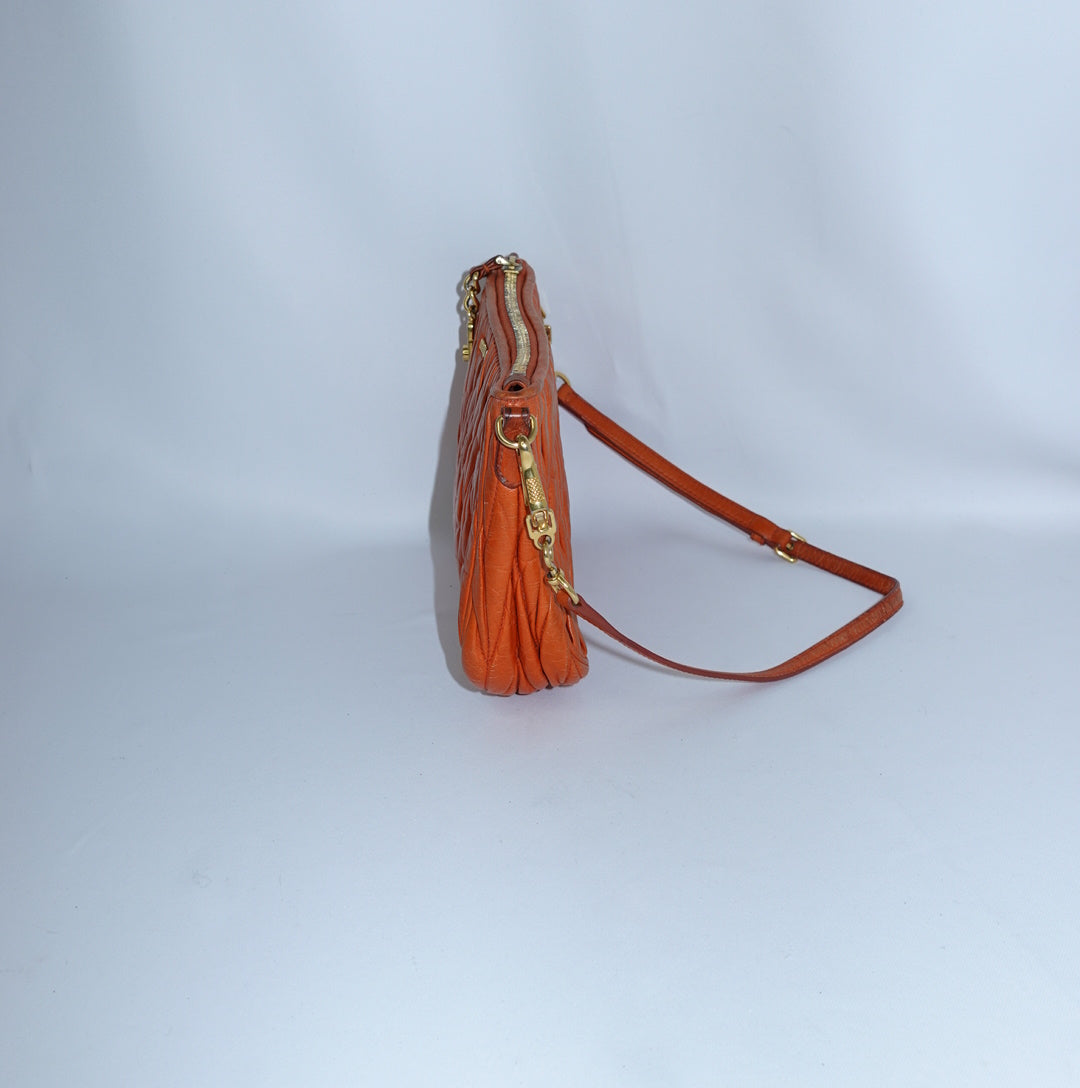 Miu Miu Orange Matelasse Shoulder Bag