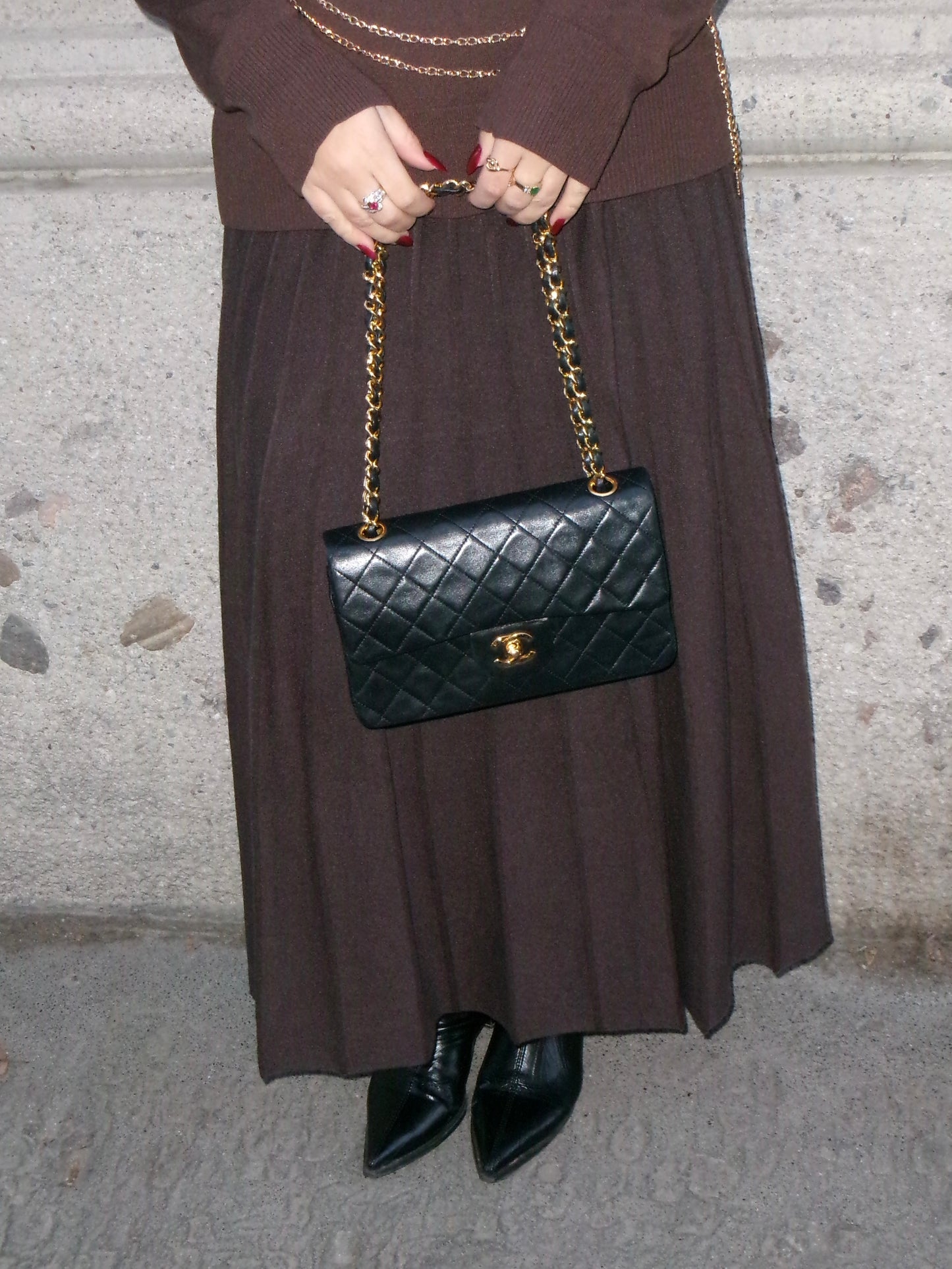 Chanel Vintage Timeless Classic 23 Double Flap Black FULL SET