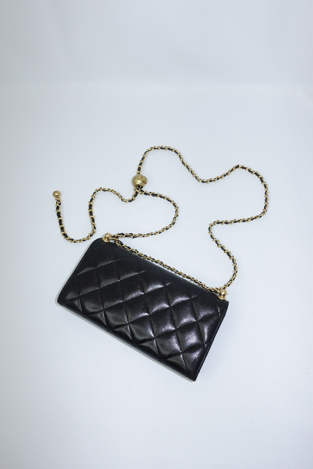 Chanel Re-Worked Black Timeless Flap Vintage Wallet with Chain