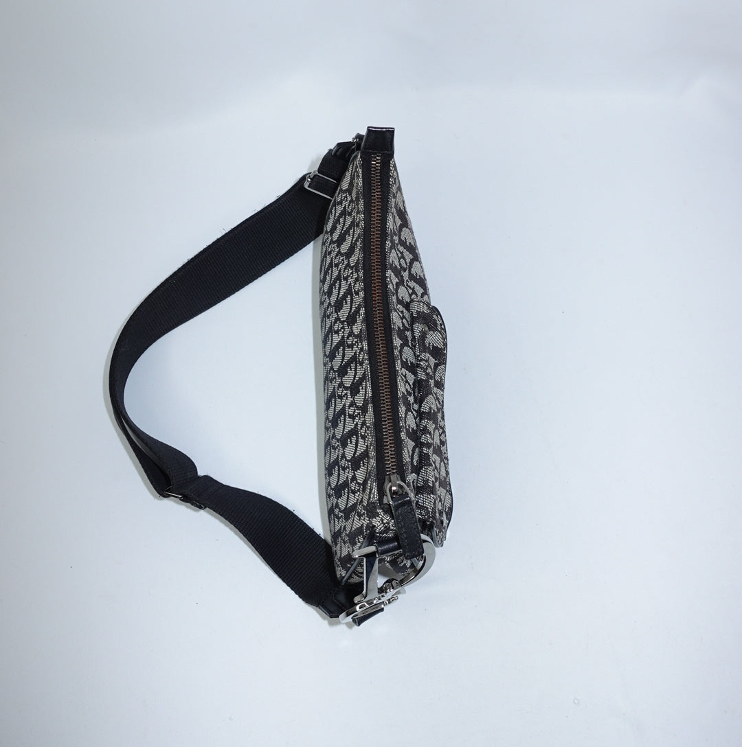 Dior Saddle Flap Monogram Canvas Shoulder Bag