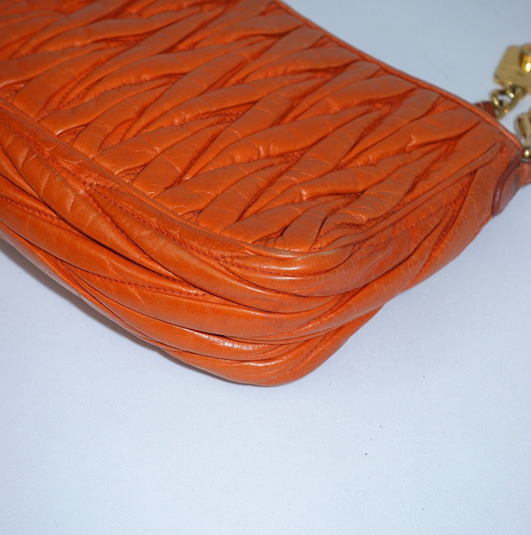 Miu Miu Orange Matelasse Shoulder Bag