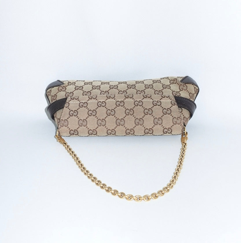 Gucci Horsebit Chain Monogram Canvas Shoulder Bag