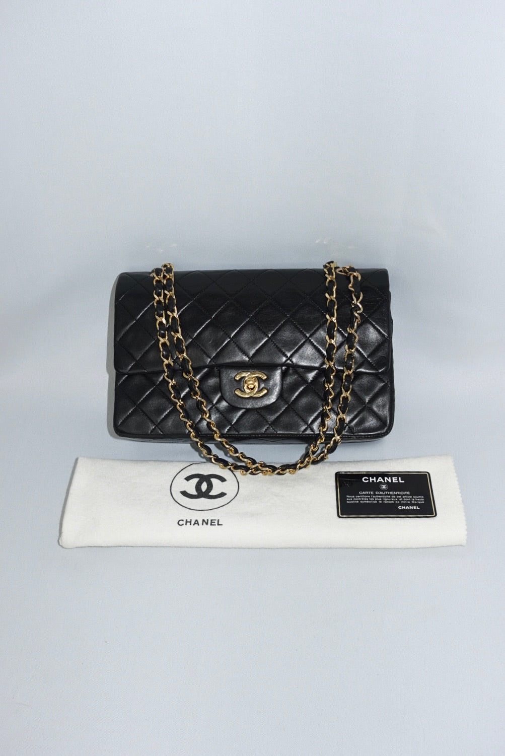 Borsa Chanel Vintage Classic Timeless Medium 25 Double Flap nera
