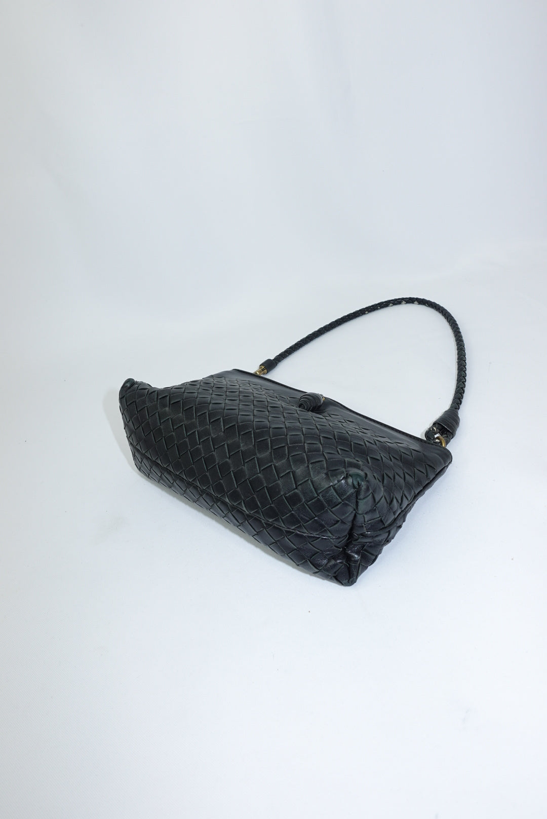 Bottega Veneta Vintage Woven Leather Black Shoulder Bag