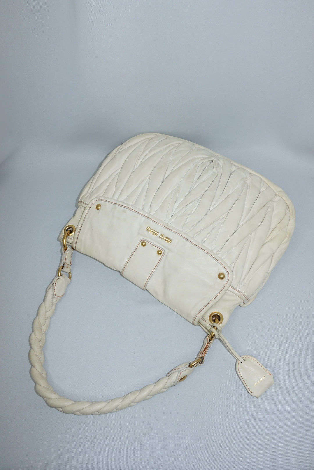 MIU MIU Vintage Coffer Off-White Matelassé Bag