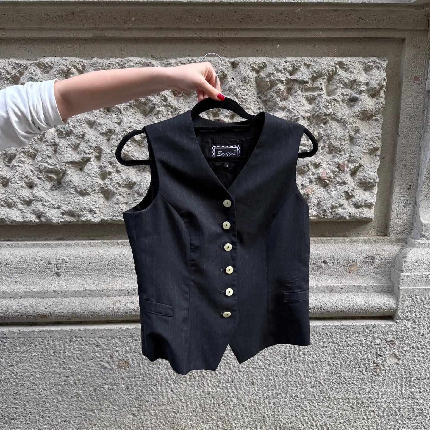 Completo pantaloni e gilet color carbone