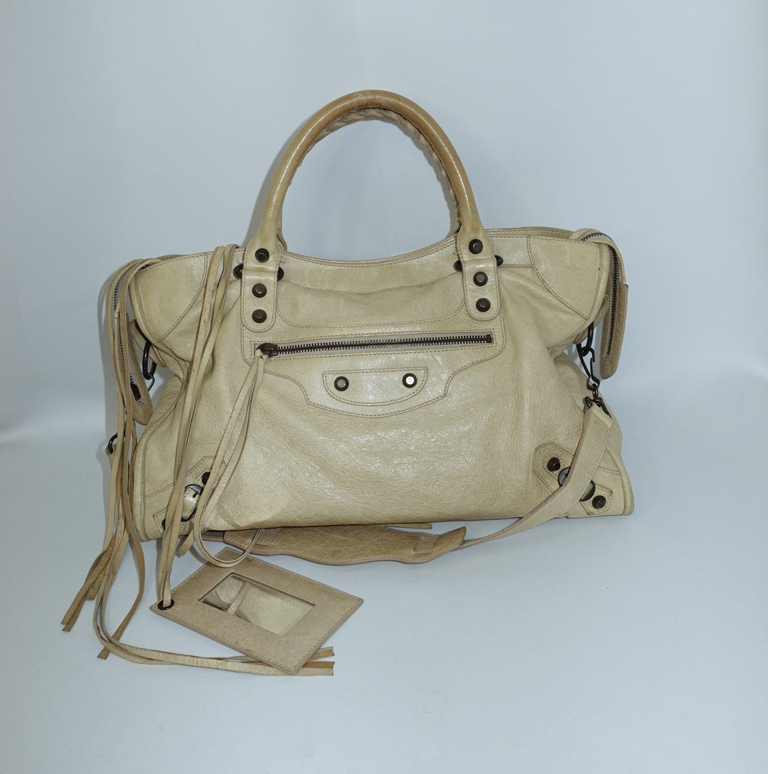 Balenciaga Motorcycle City Bag Pale Beige