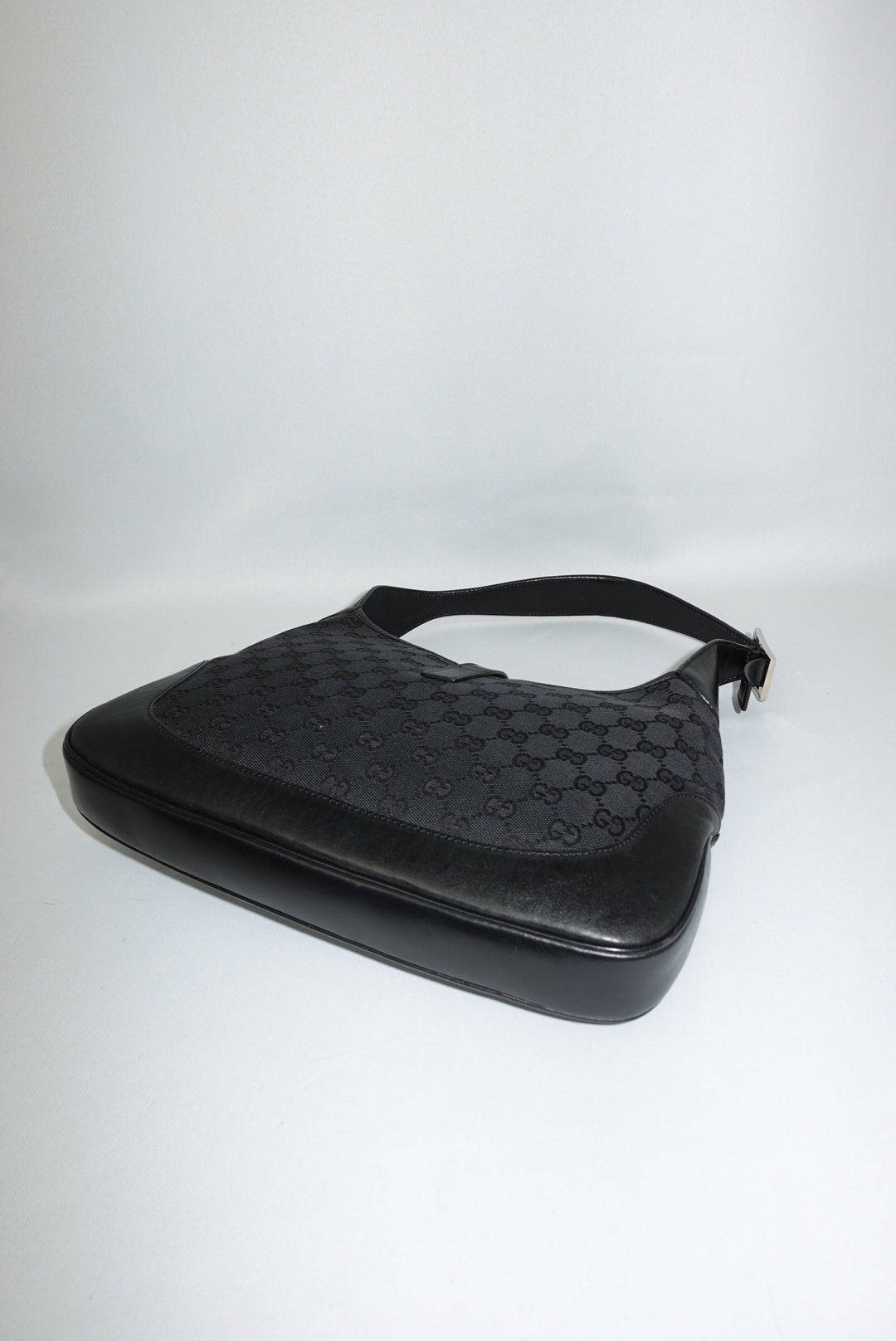 Gucci Vintage Jackie Black Shoulder Bag Silver Hardware Tom Ford Era 2002