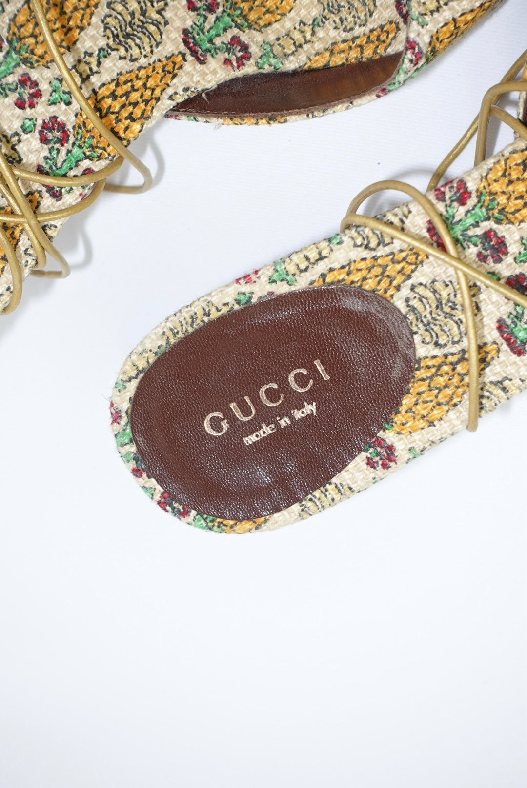 Gucci Pineapple Print Canvas Mules