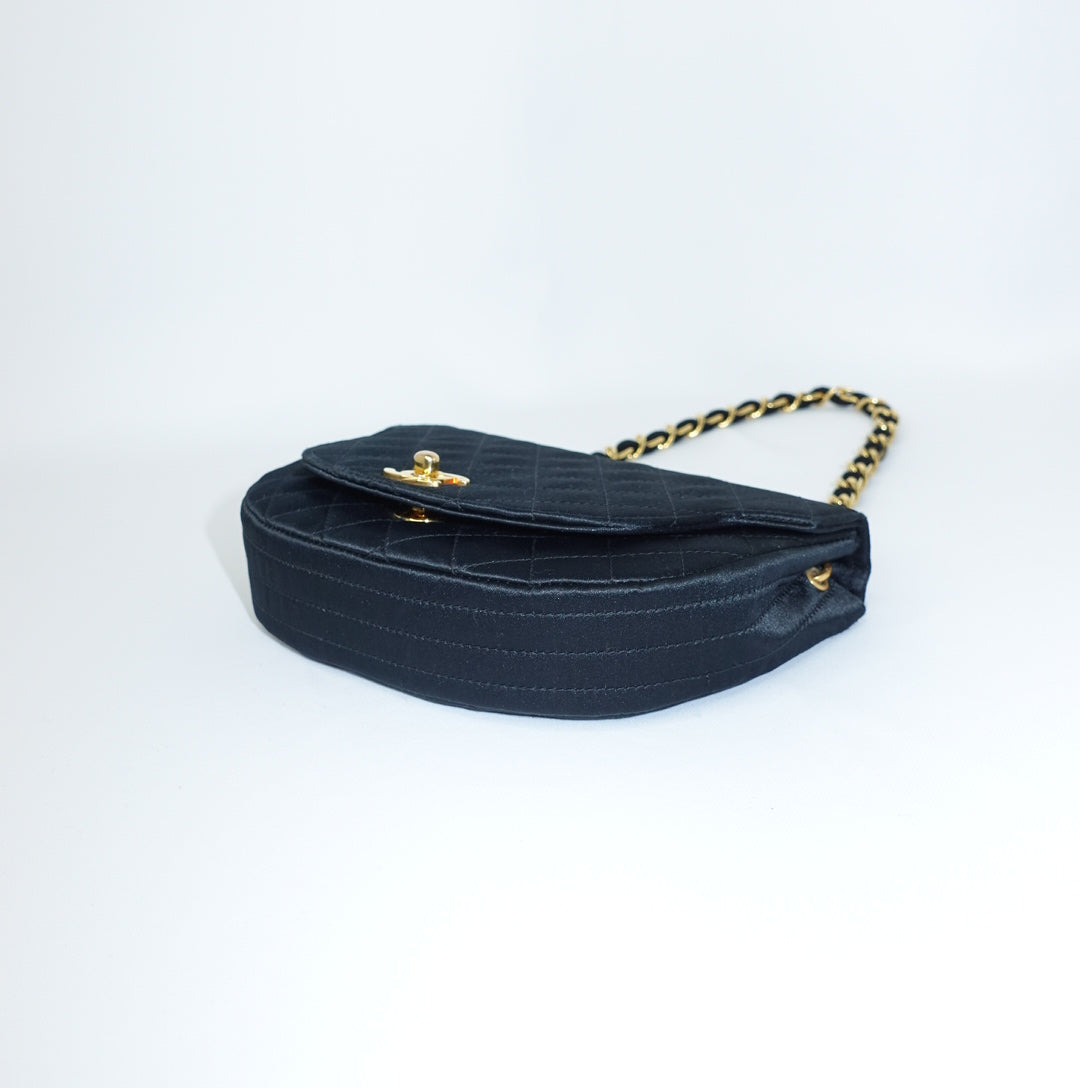 Chanel Vintage Half Moon Satin Vintage Mini Bag