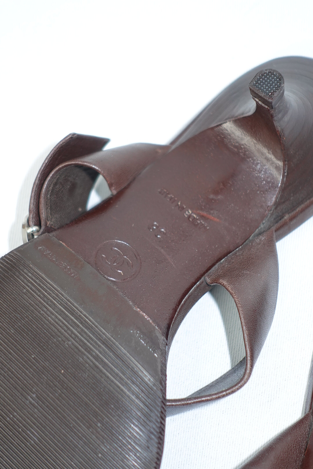 Chanel Vintage Brown CC Logo Sandals