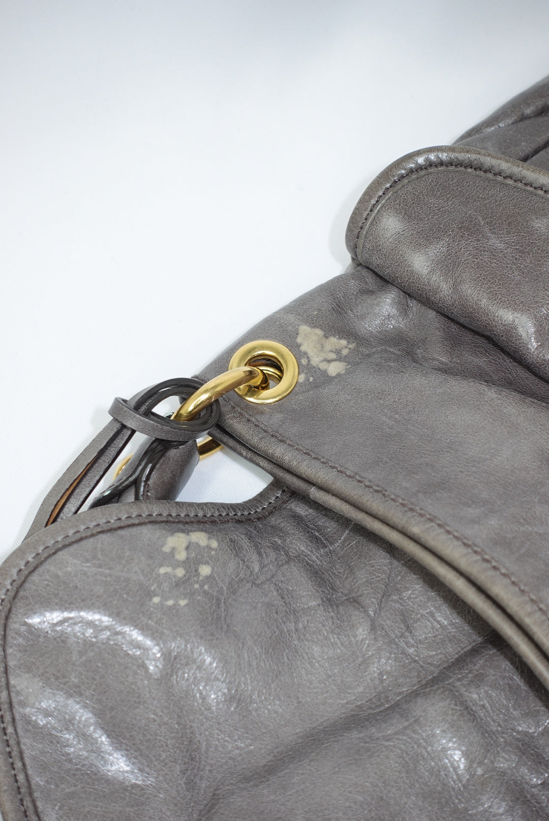 Miu Miu Vintage Gray Matelassé Coffer Shoulder Bag