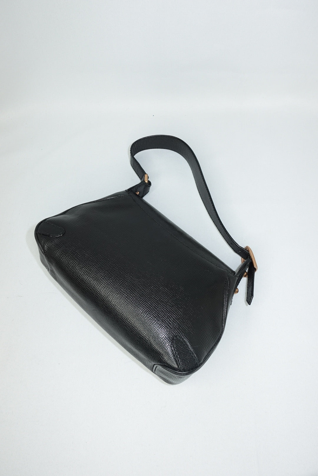 Gucci Vintage Horsebit Shoulder Bag in Black Leather