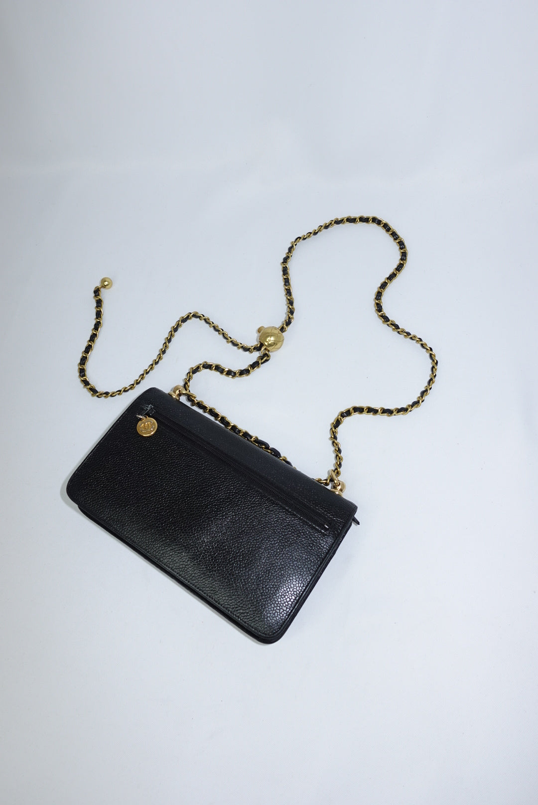 Chanel Re-Worked Vintage Flap W.O.C. Black Caviar CC logo