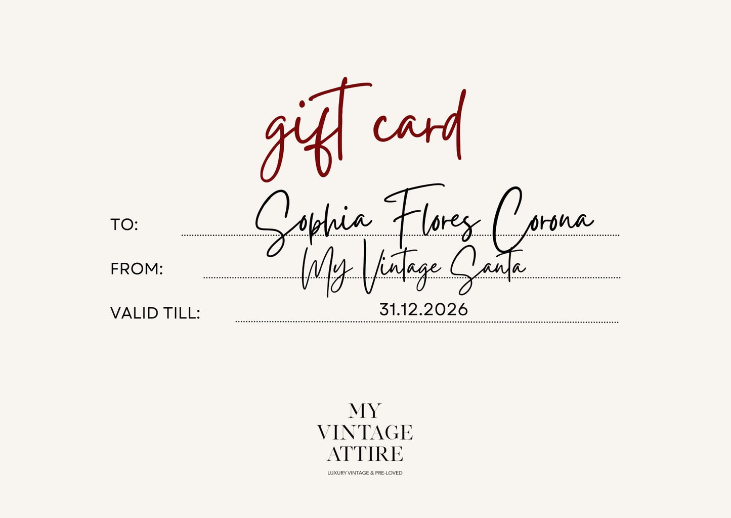 CARTA REGALO MVA