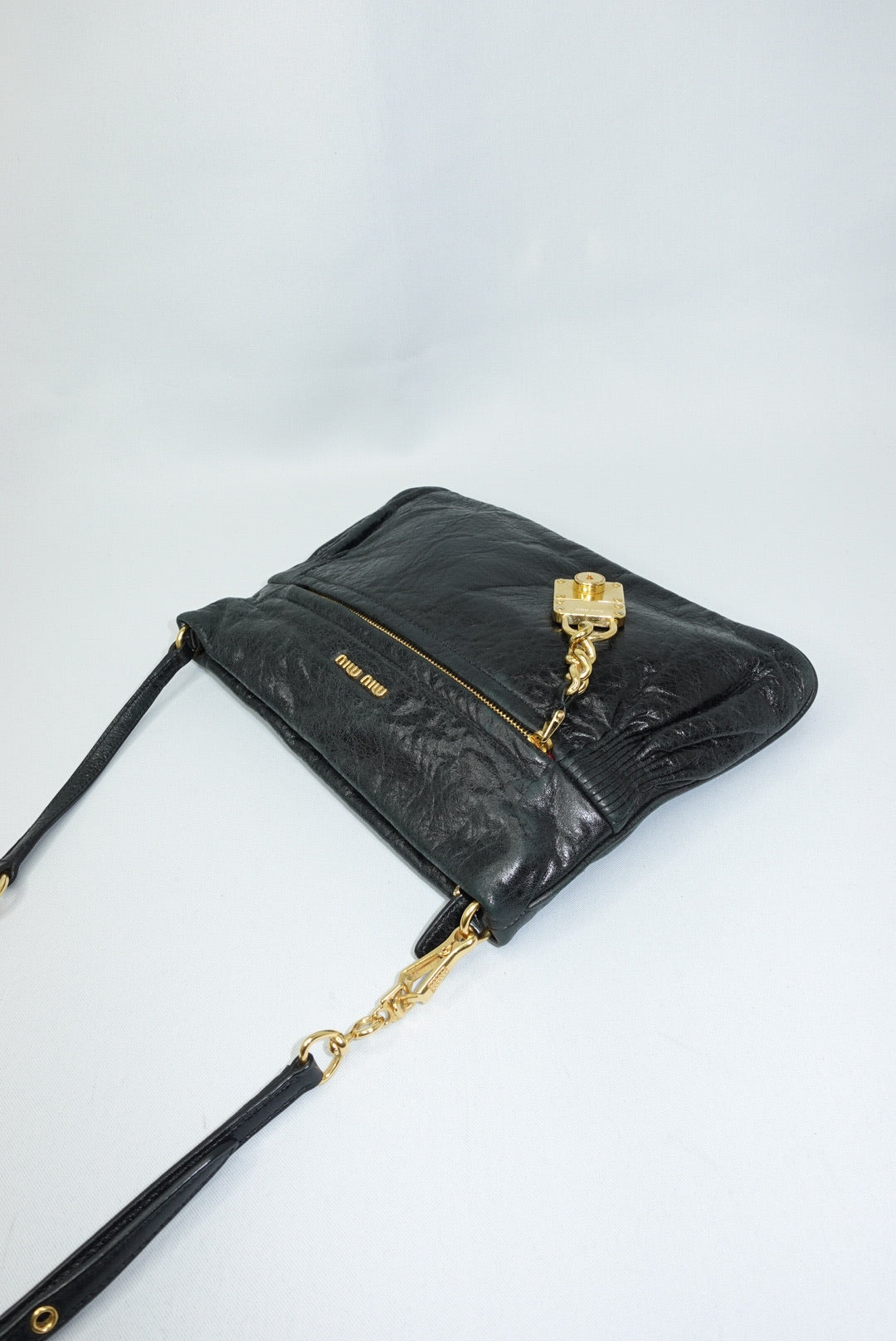 Miu Miu Black Vintage Crossbody Bag w/ Charm