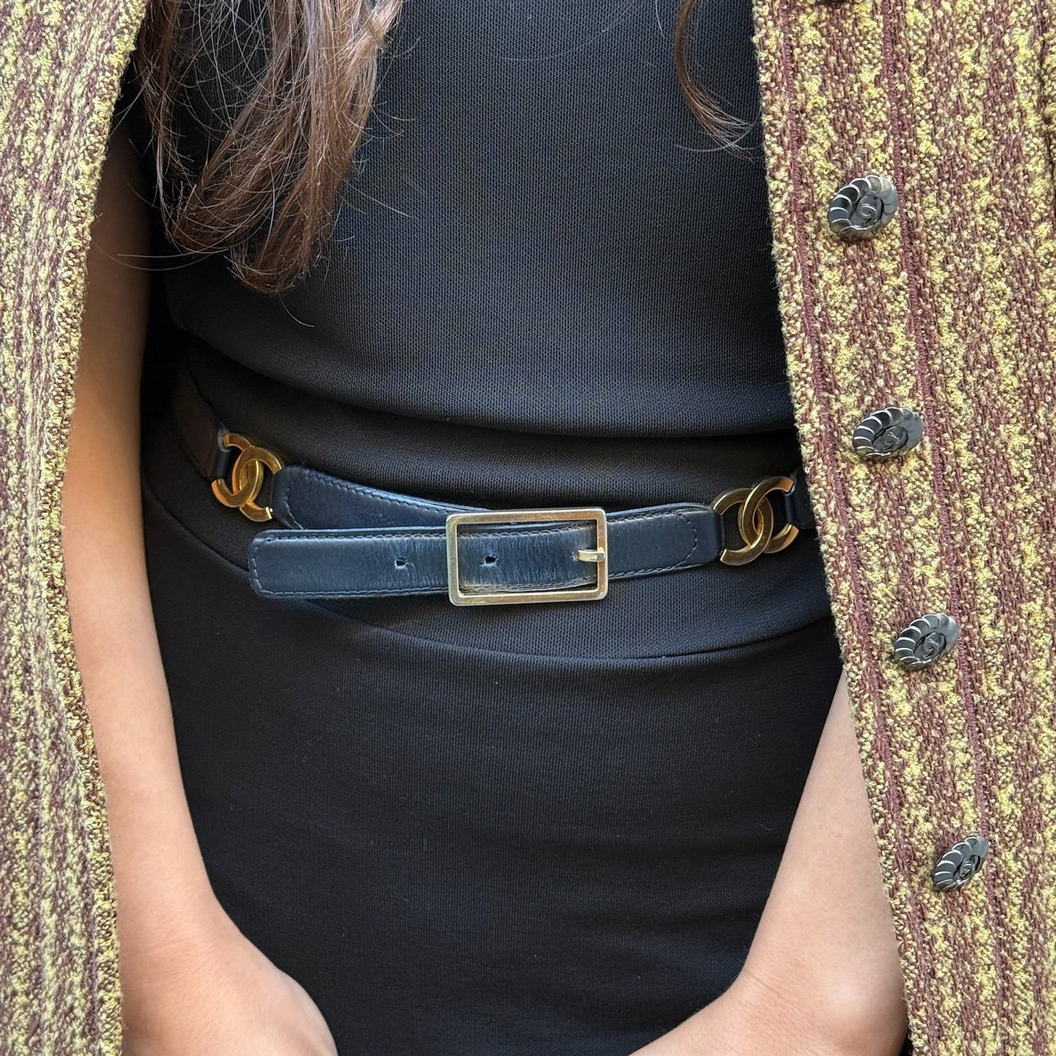 Chanel Navy Blue CC Belt