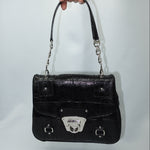 salvatore ferragamo black handbag silver hardware
