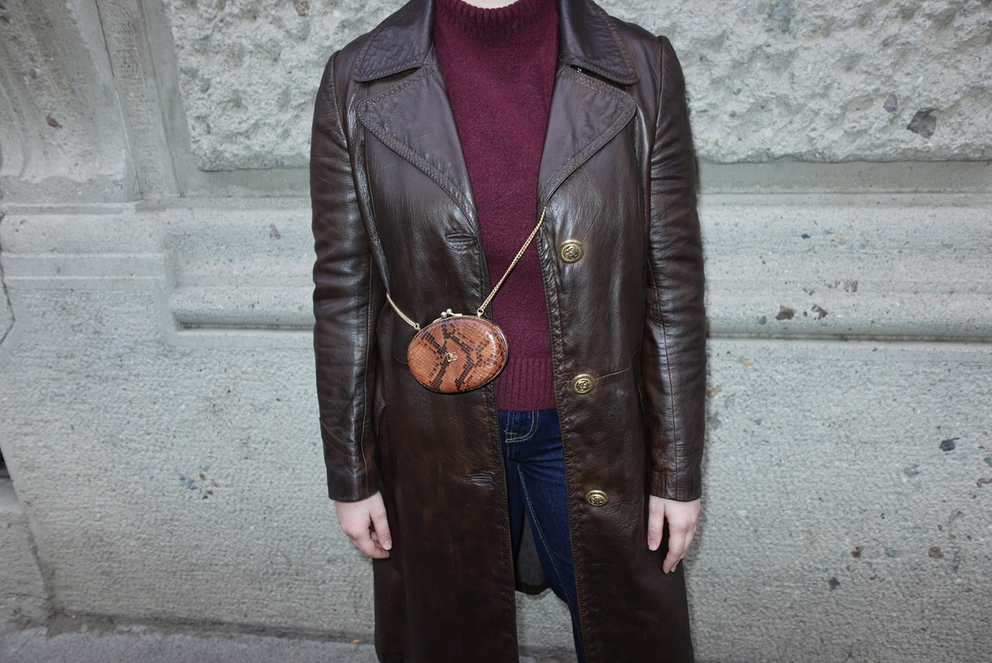 Dolce & Gabbana Snake Print Mini Rusty Brown Crossbody Clutch