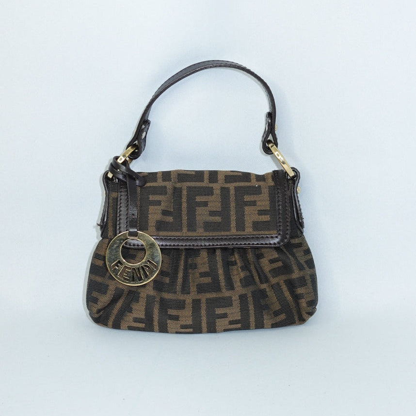 Fendi Vintage Mini Chef Bag black patent leather Zucca canvas