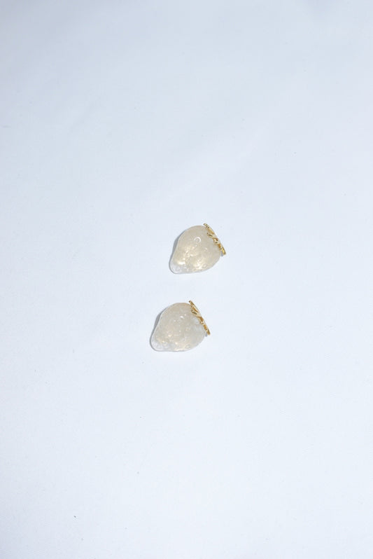 Stainless Steel White Strawberry  Earrings