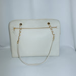 Chanel Vintage White Embossed CC Logo Tote Bag