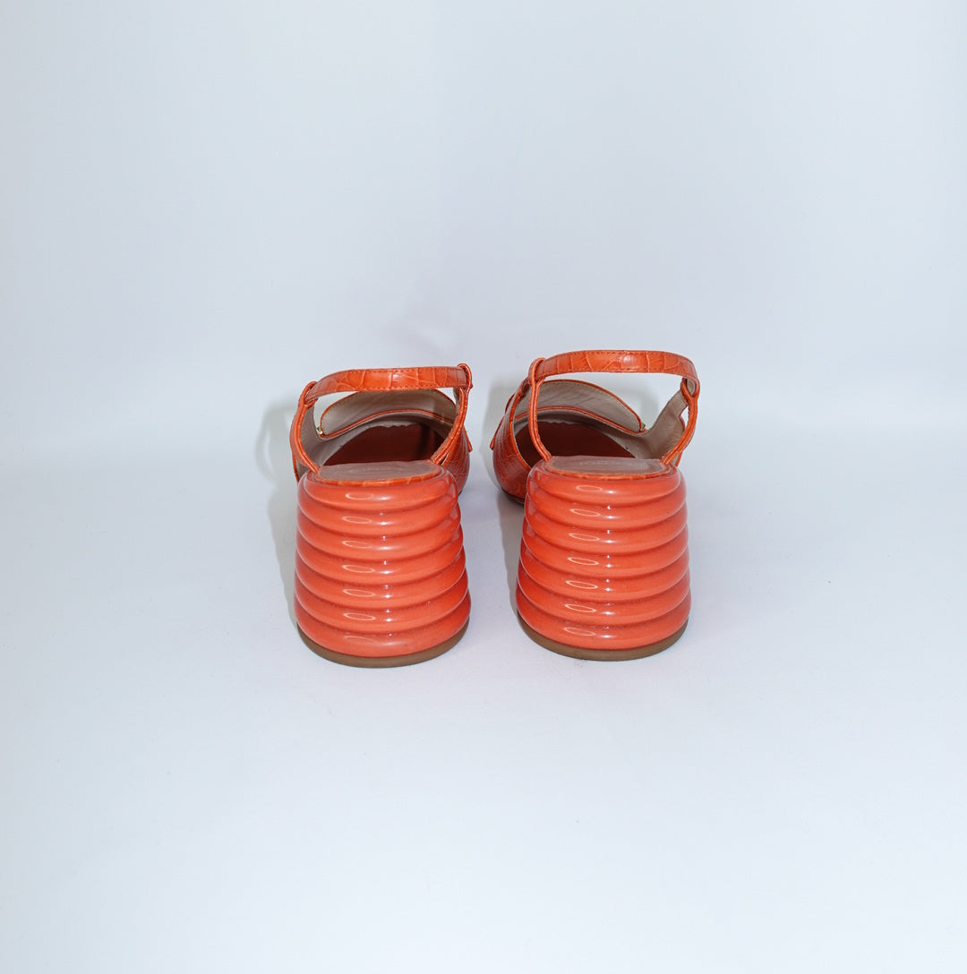 Fendi Orange Mule Heels