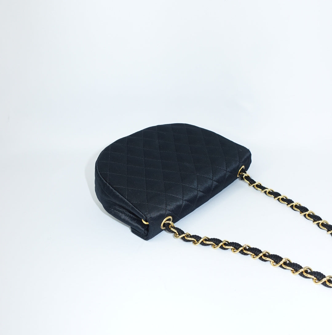 Chanel Vintage Half Moon Satin Vintage Mini Bag