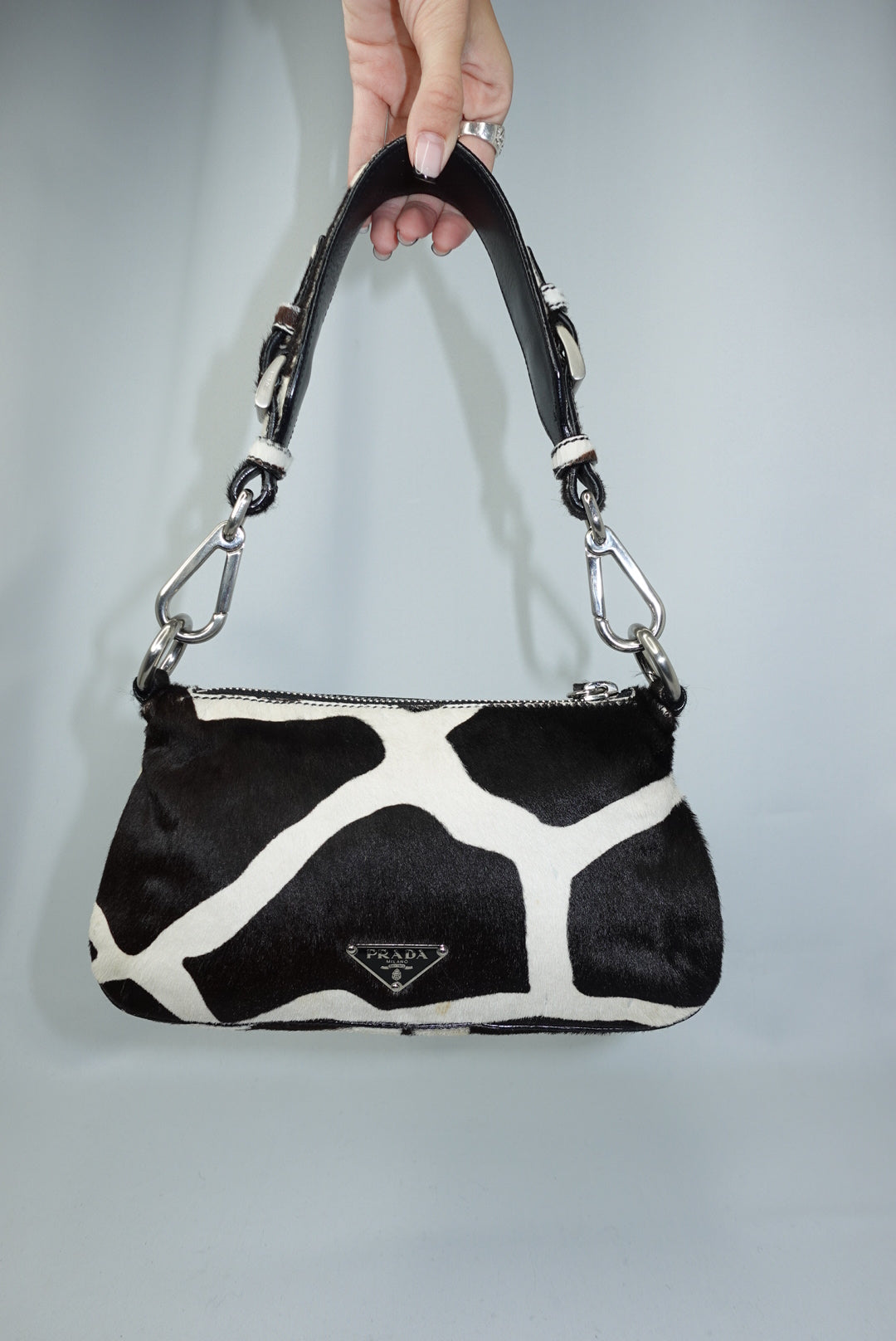 Prada 2000s Vintage Brown Pony Hair Shoulder Bag