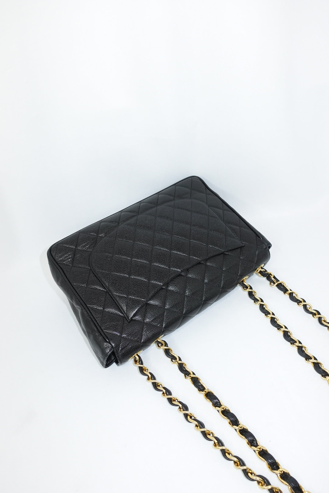 Chanel Vintage Jumbo Maxi Logo Caviar Leather