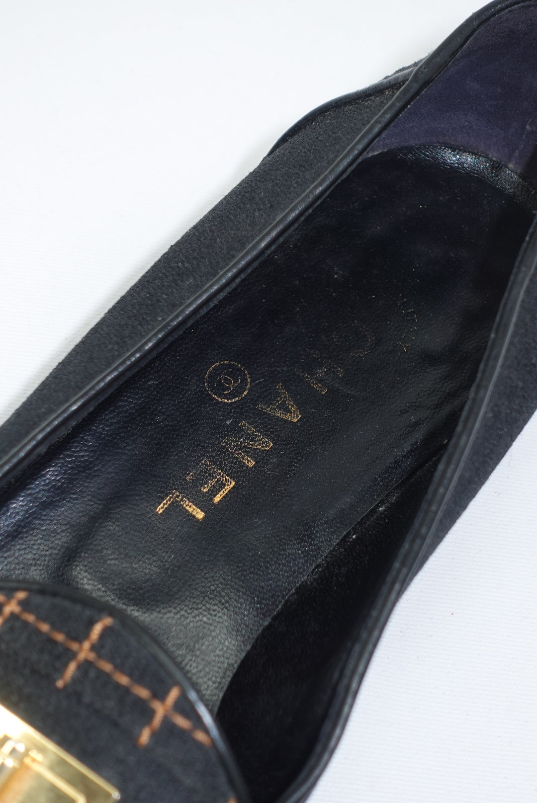 Chanel Vintage Black and Gold Loafers