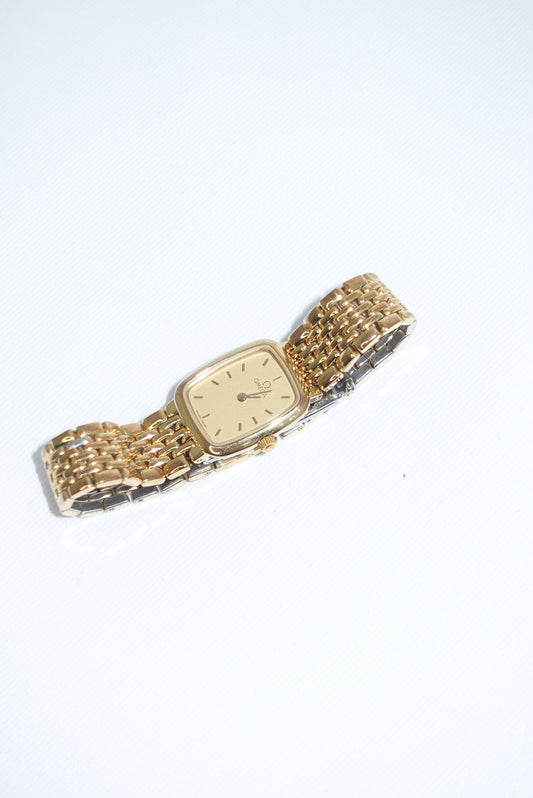 091. Omega Rectangular Small De Ville Gold Watch