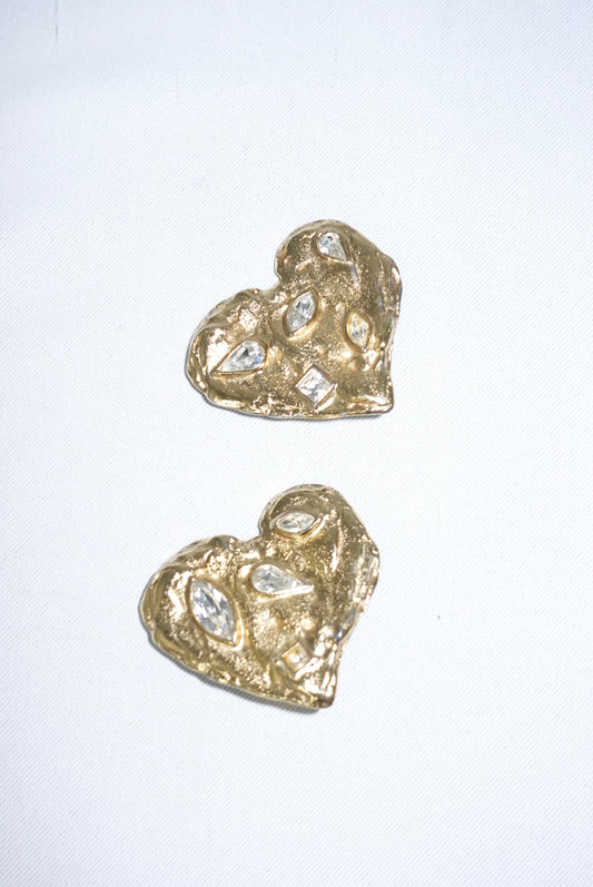 Yves Saint Laurent Clip Vintage Heart Earrings