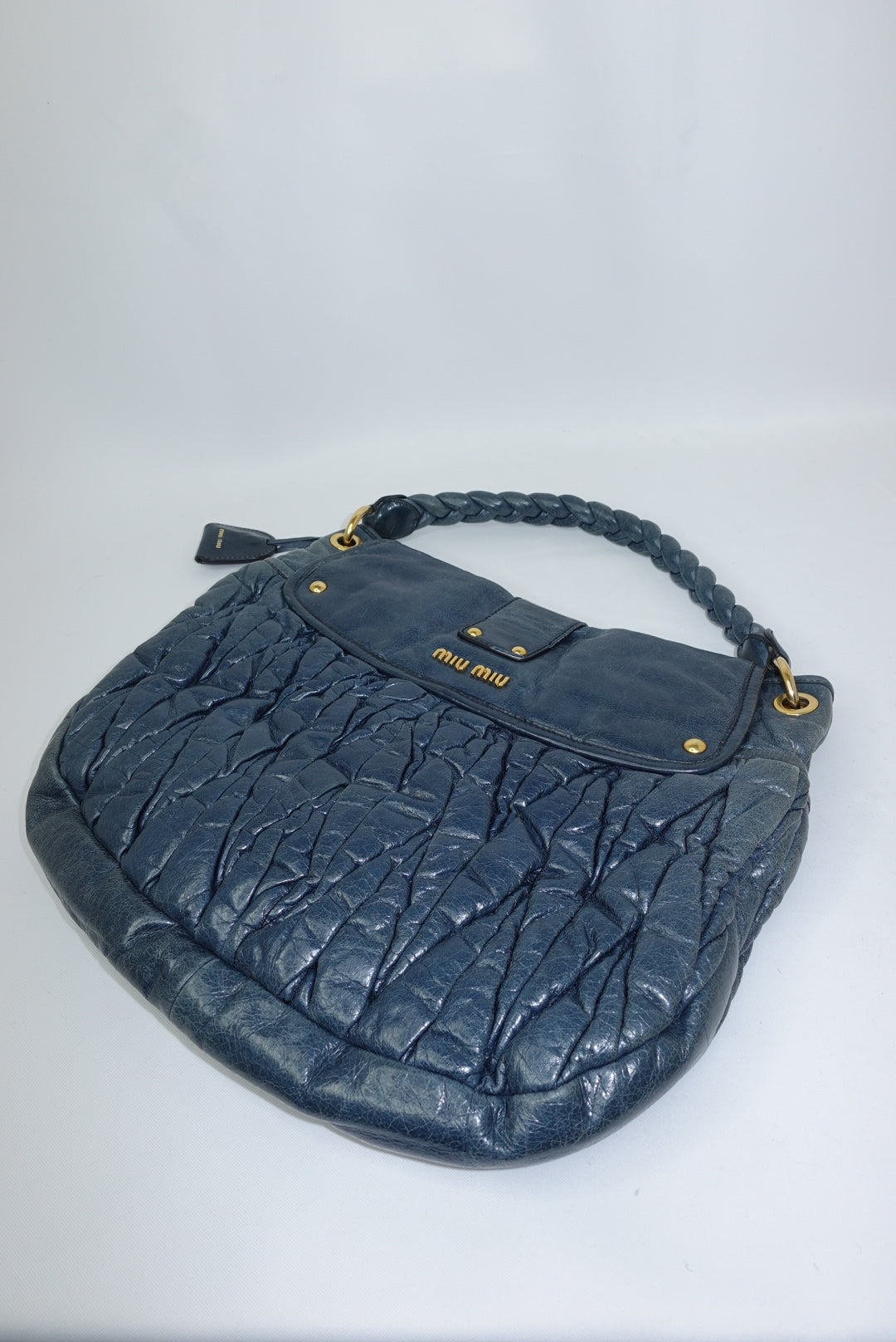 Miu Miu Steel Blue Coffer Shoulder Bag