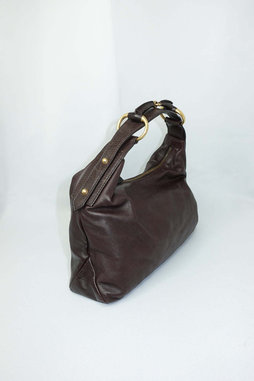 Gucci Vintage Horsebit Hobo Bag in Chocolate Leather