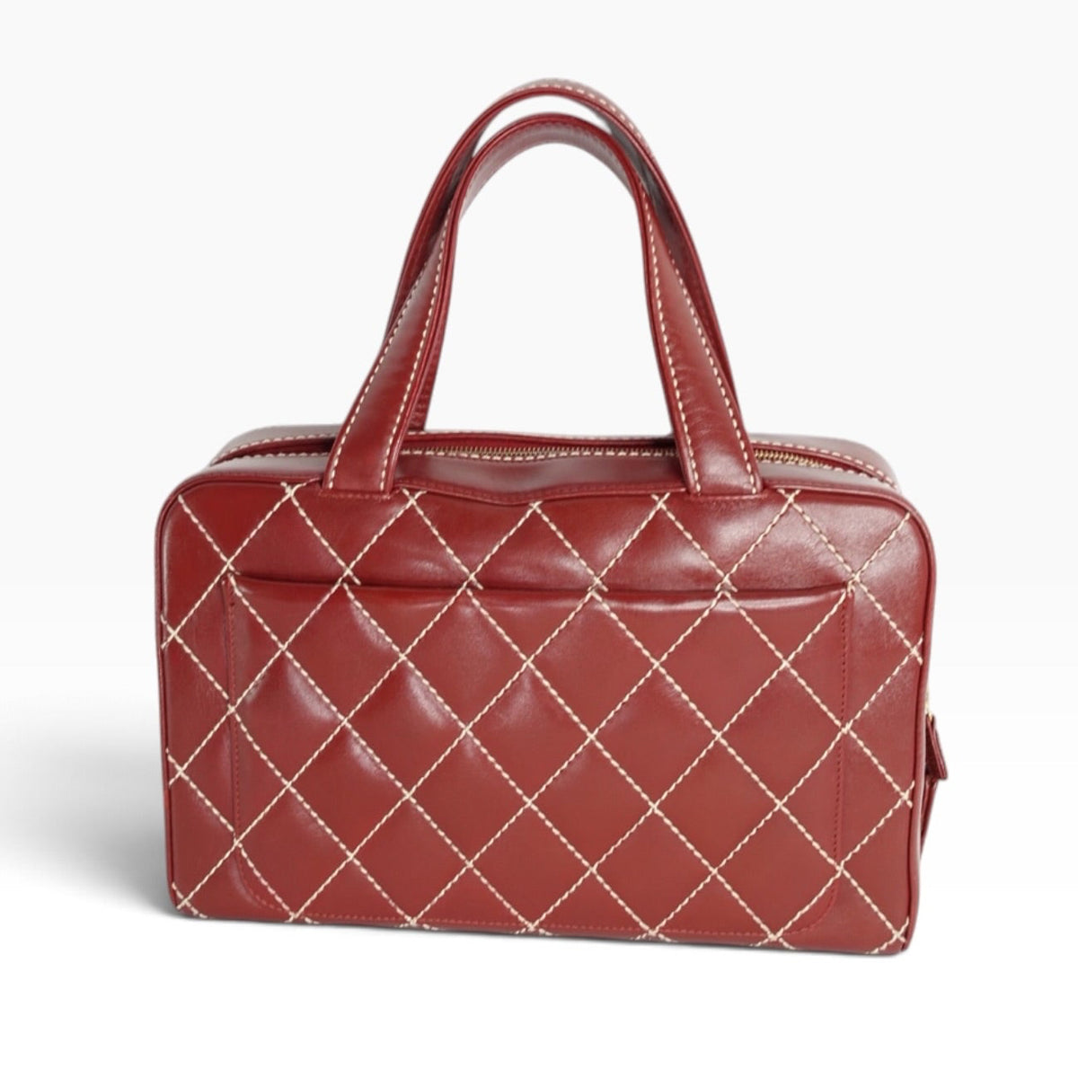 Chanel Red Surpique Bowler Bag