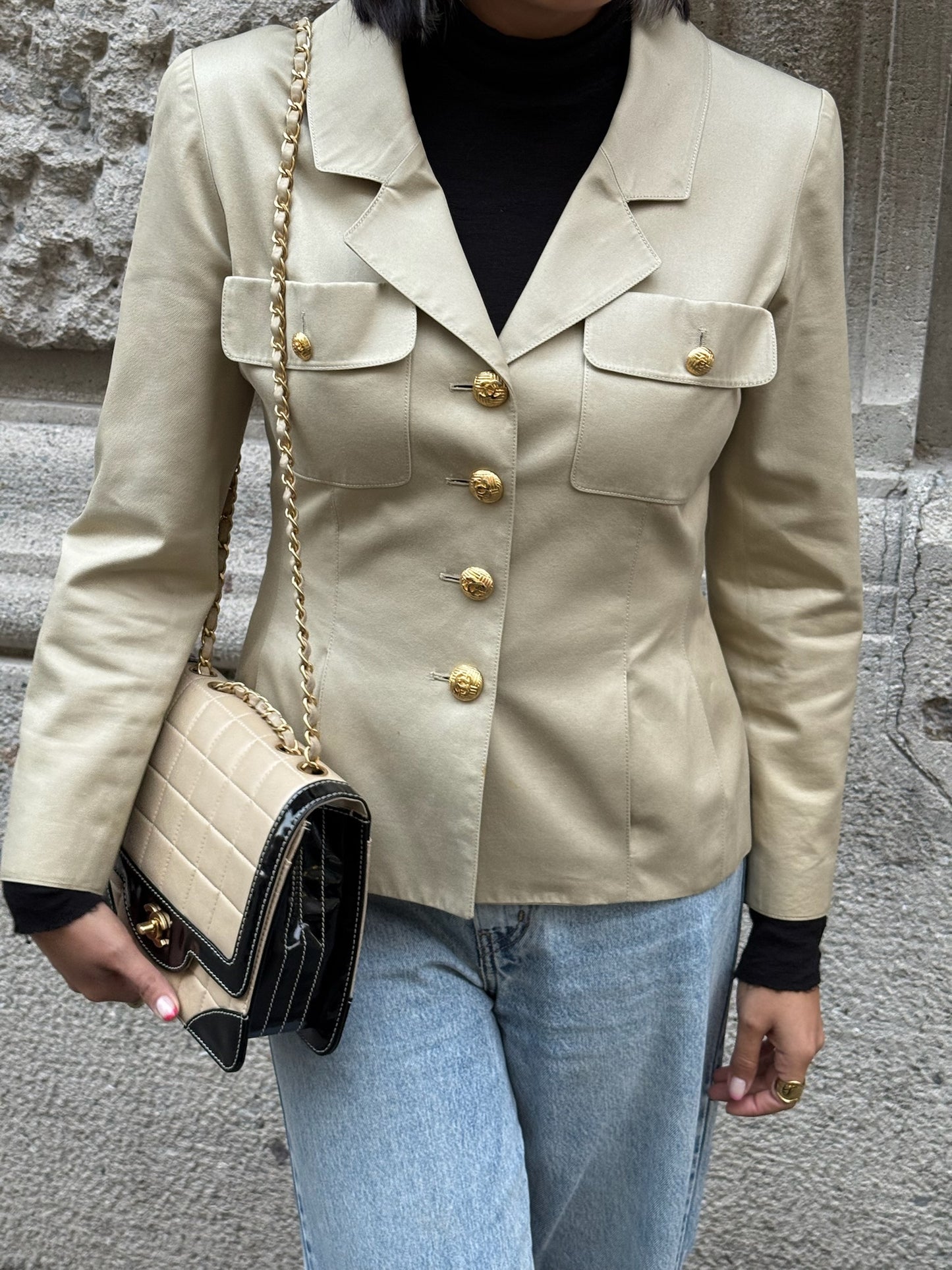 Chanel Beige Vintage Blazer CC Buttons