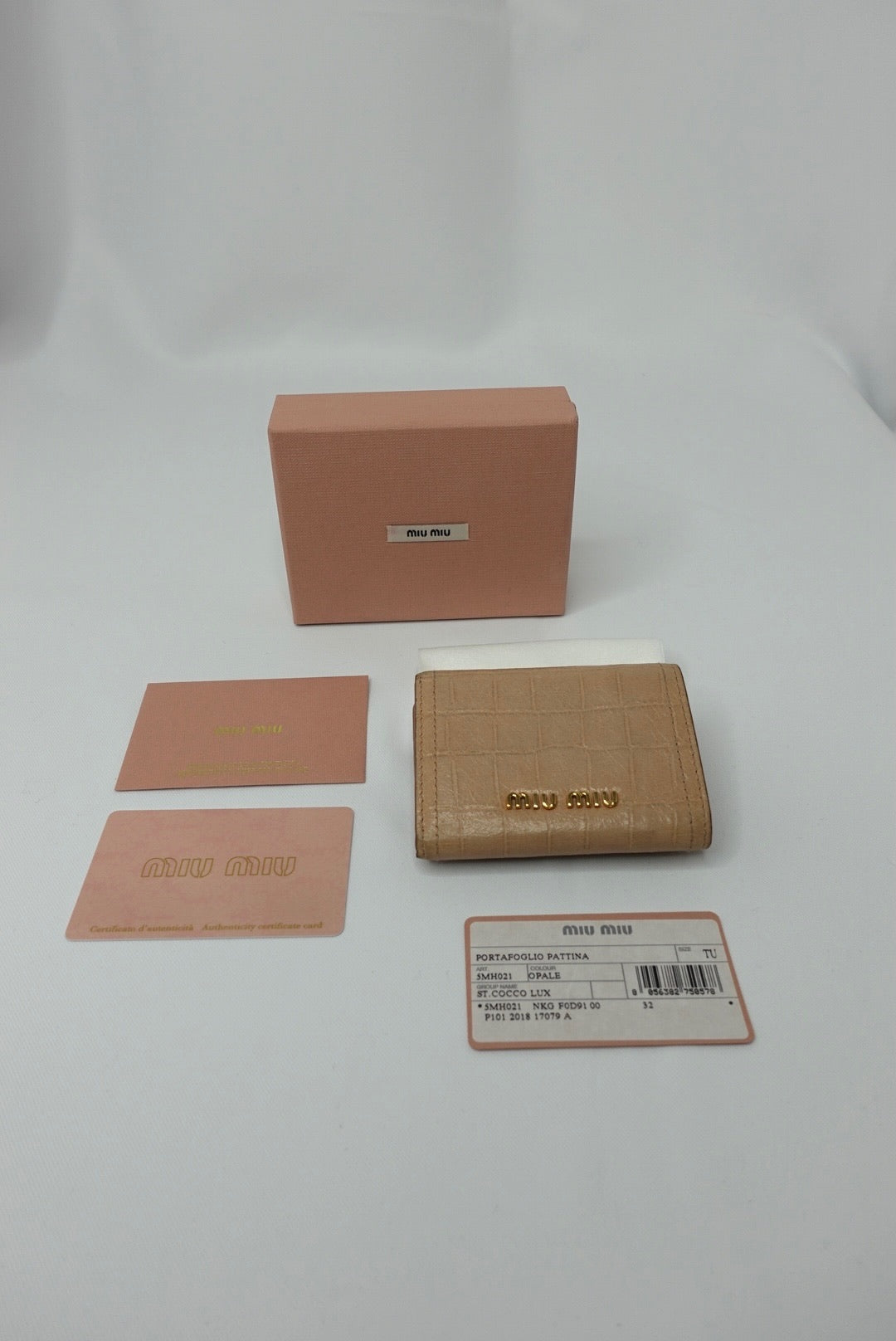 Miu Miu  Double Side Light Pink Crocodile Print Wallet
