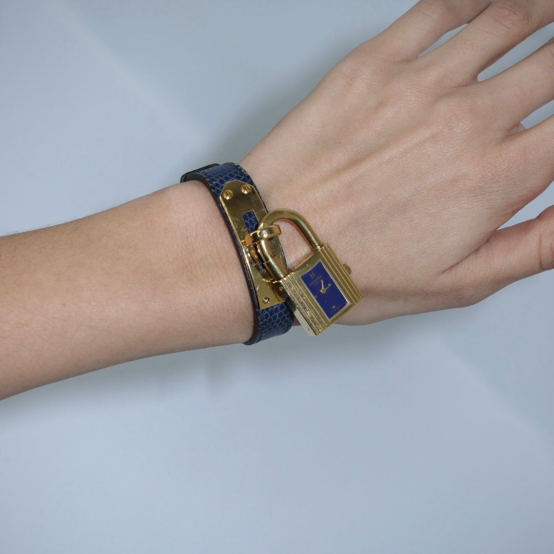 Vintage Hermès Kelly Lock Watch Navy Strap