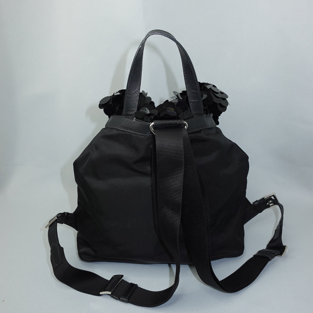prada embellished backpack black