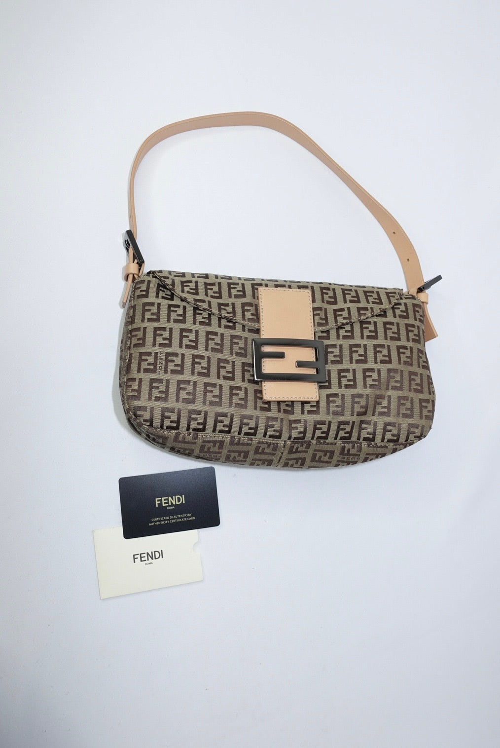Fendi Vintage Baguette with FF Zucchini Brown Canvas