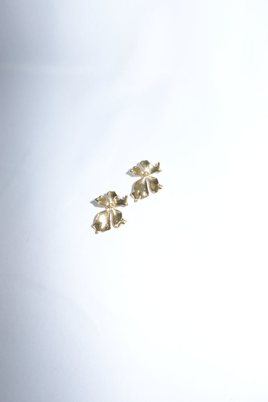 Stainless Steel Floral Gold Toned Earrings