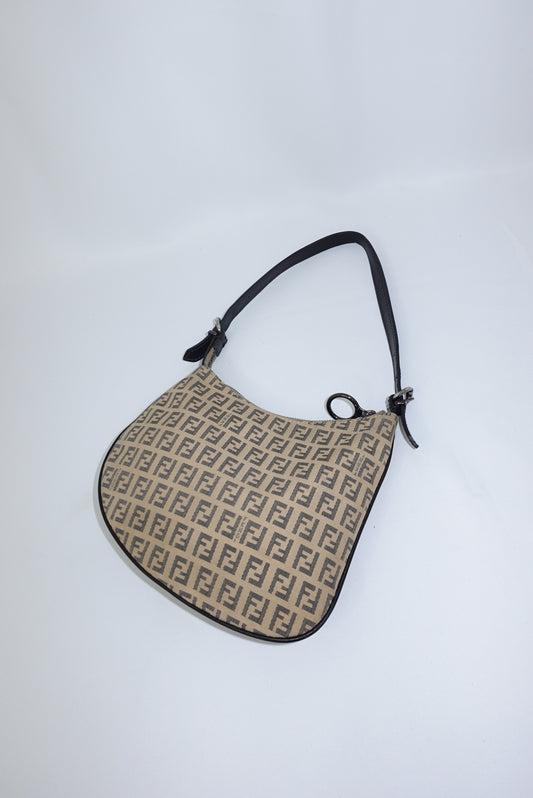 Fendi Light Brown Vintage Oyster Vintage Bag with FF Zucchini Canvas