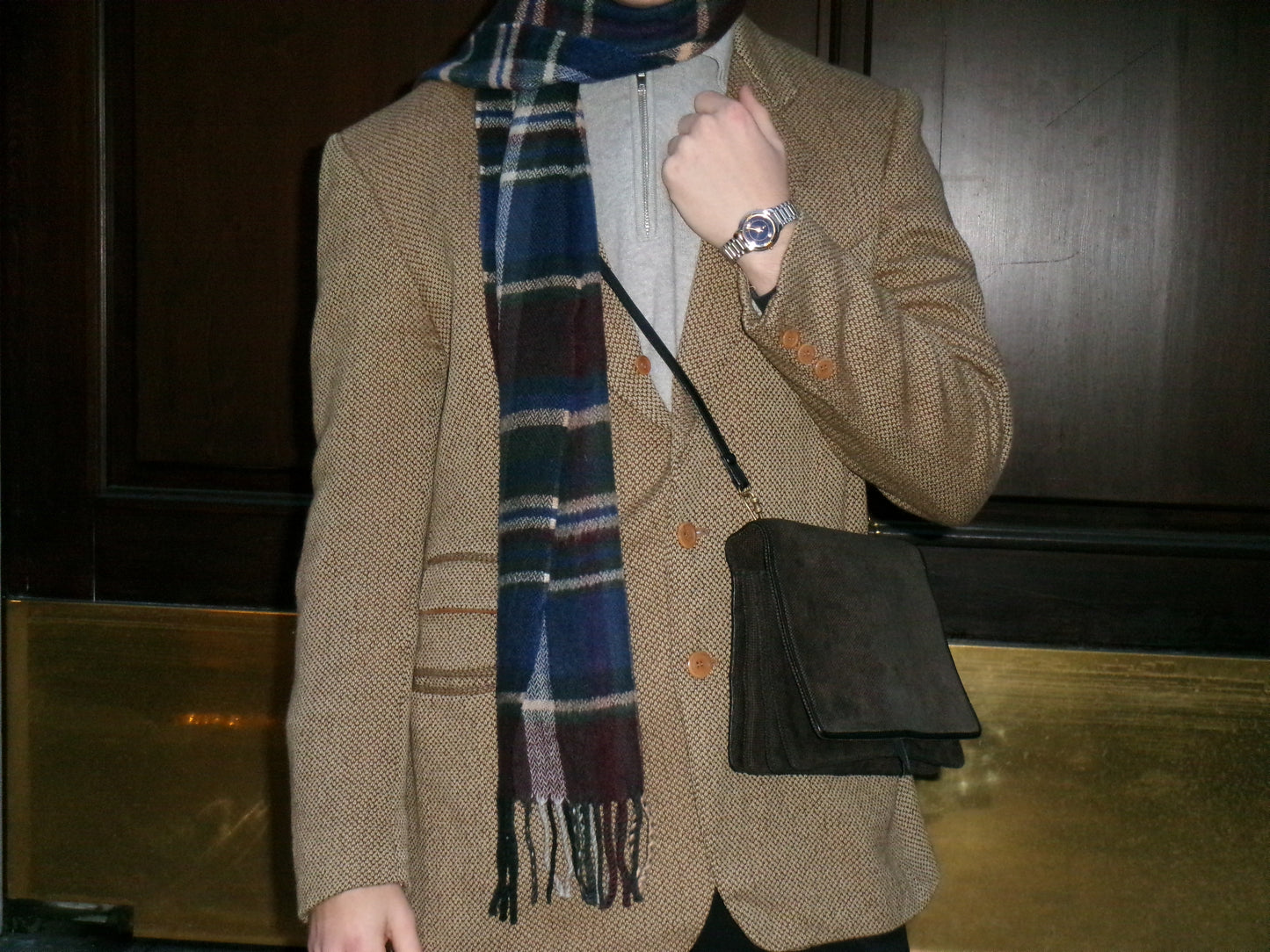 Burberry Blue & Brown Checked Scarf