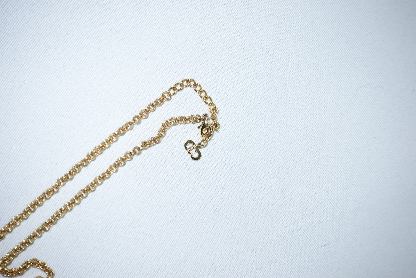 Christian Dior Gold Toned Vintage Necklace CD Logo Crystals