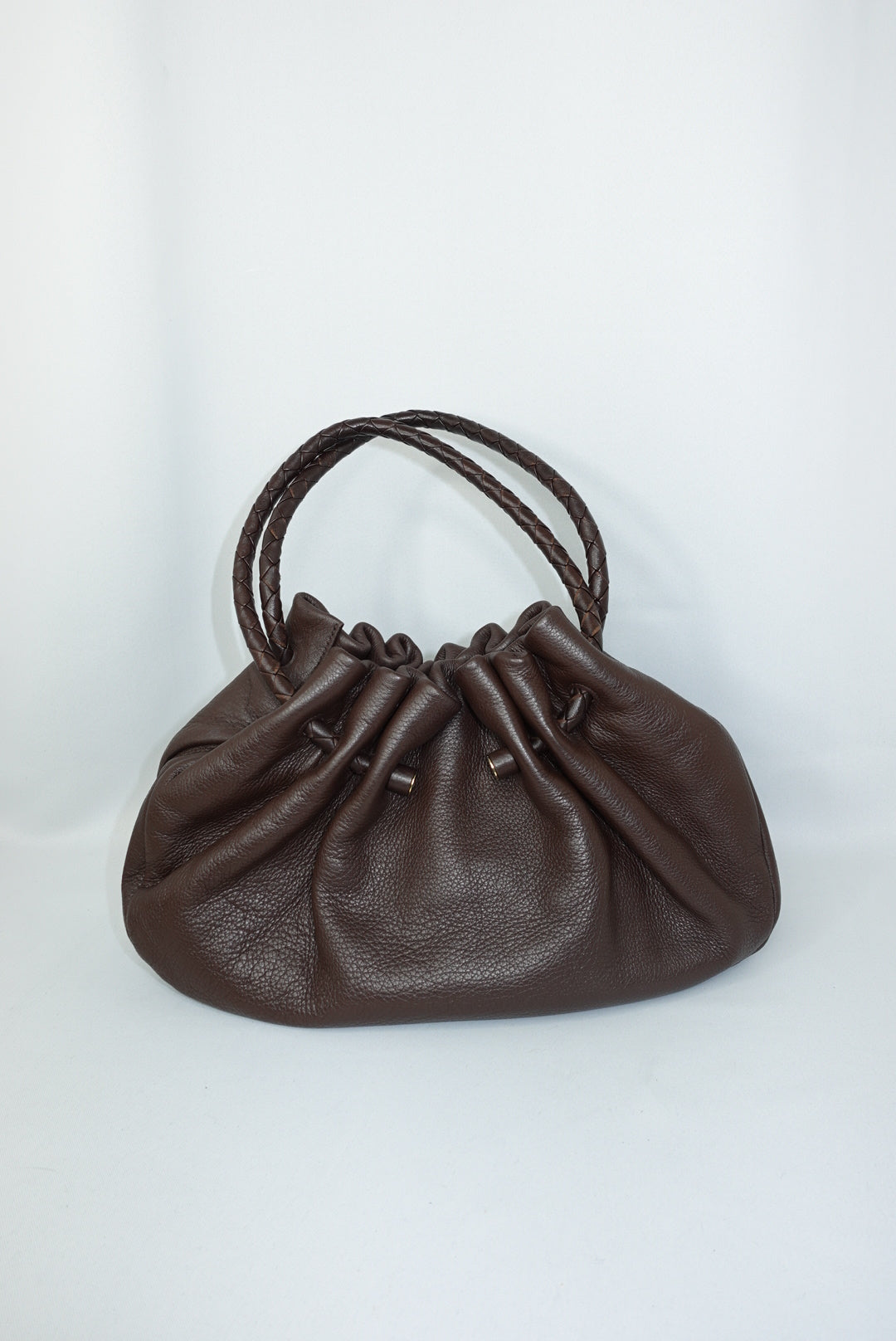 Bottega Veneta Vintage Brown Leather Hobo Bag with Gold-Tone Hardware