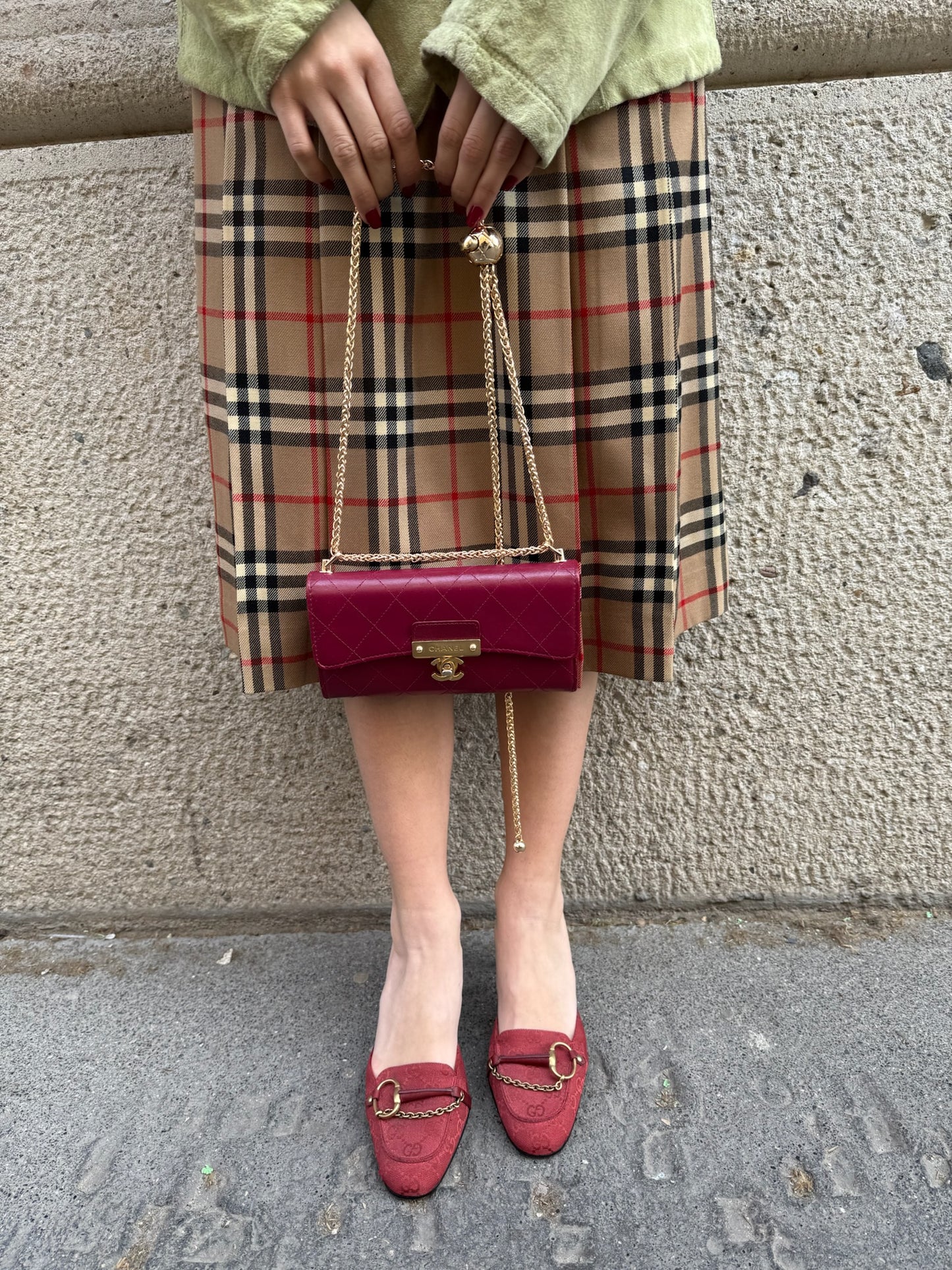 Gucci Red Monogram Canvas Mules 37.5C