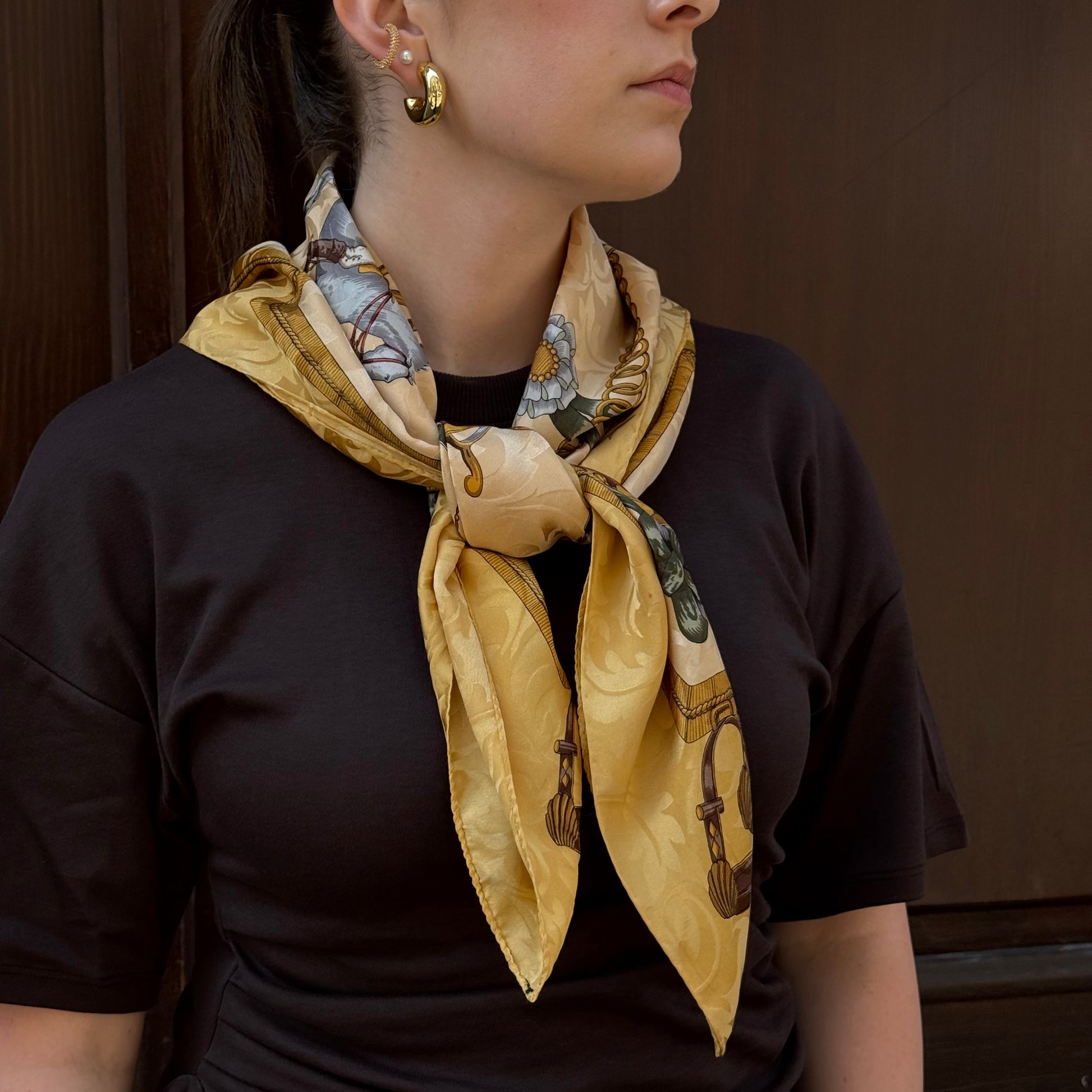 Hermès Vintage Golden Silk Scarf Foulard